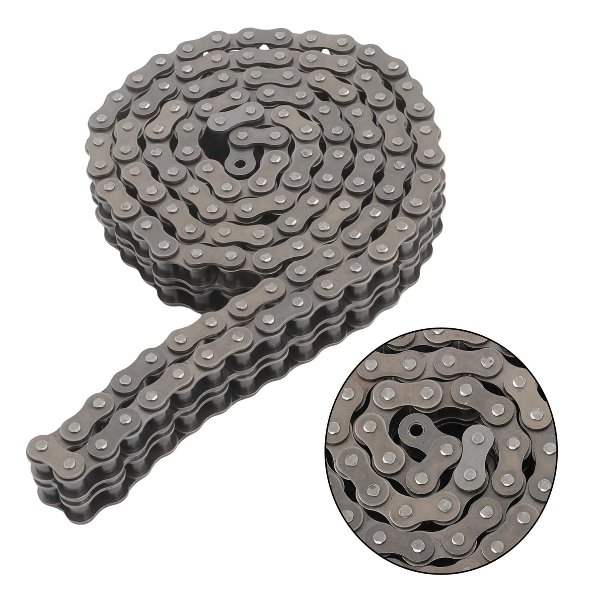 findmall 80-2 Duplex Roller Chain, 10 Feet, Carbon Steel