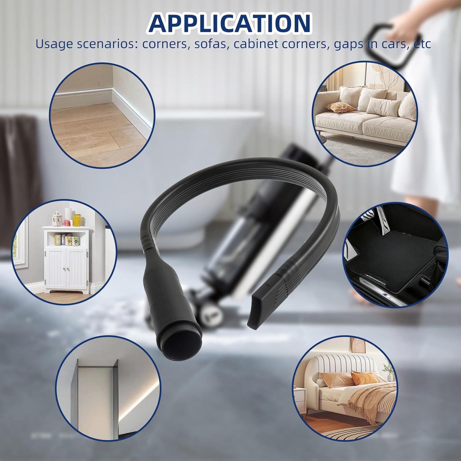 25" Flexible Vacuum Crevice Attachment Tool for Vacuum Hoses All 1-1/4" or 1-3/8" (32mm - 35mm) Flat Slot Nozzle