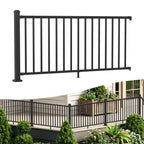 36 in H. x 6 ft W. Aluminum Deck Railing Kit with Post, Matte Black