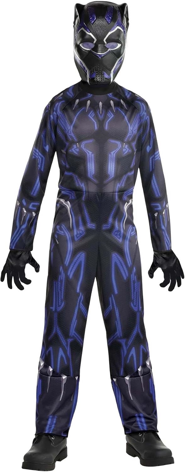 Kids Black Panther Costume | Child Marvel Superhero Mask and Jumpsuit for Halloween, Dress Up Events
