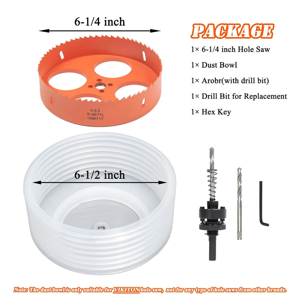 6.25" Hole Saw for Recessed Lights, with Dust Bowl Catcher