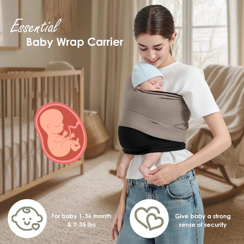 Baby Wrap Carrier, Lightweight Baby Wearing Wraps for Newborn and Infant, Soft Swaddle Holder Carrier, Cozy Baby