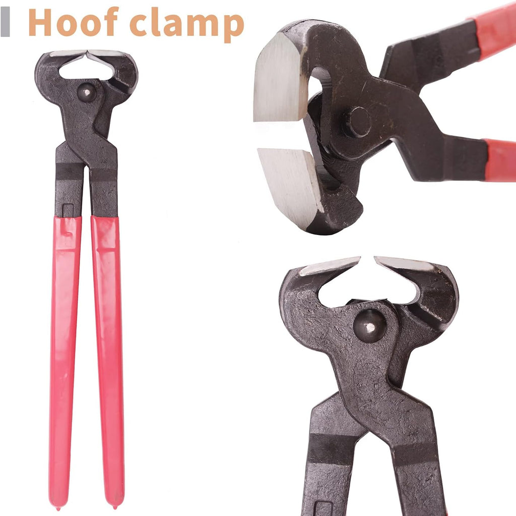 Horse Farrier Hoof Tool Kit（7 Piece） with Carry Bag Horse Equine Metal Shears Farriers Hoof Nipper Cutter Handle