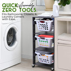 Laundry Basket Holder Shelf, Stackable Laundry Sorter, Slate Grey, 3 Tier
