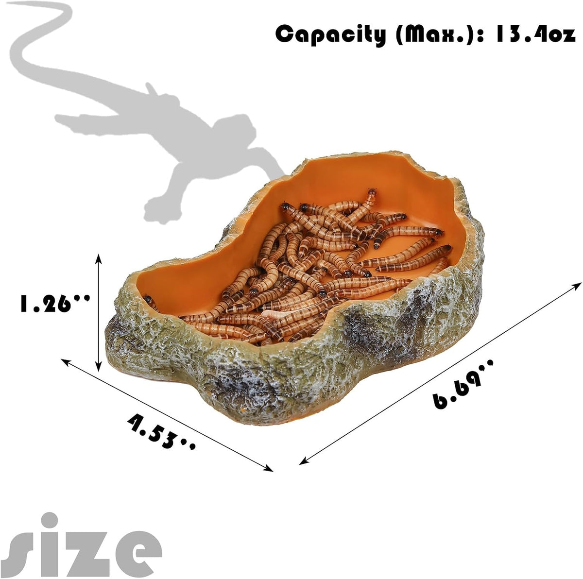 7 Inch Reptile Food Dish Escape Proof Reptile Feeding Dish Resin Reptile Water Food Bowl for Bearded Dragon Chameleon