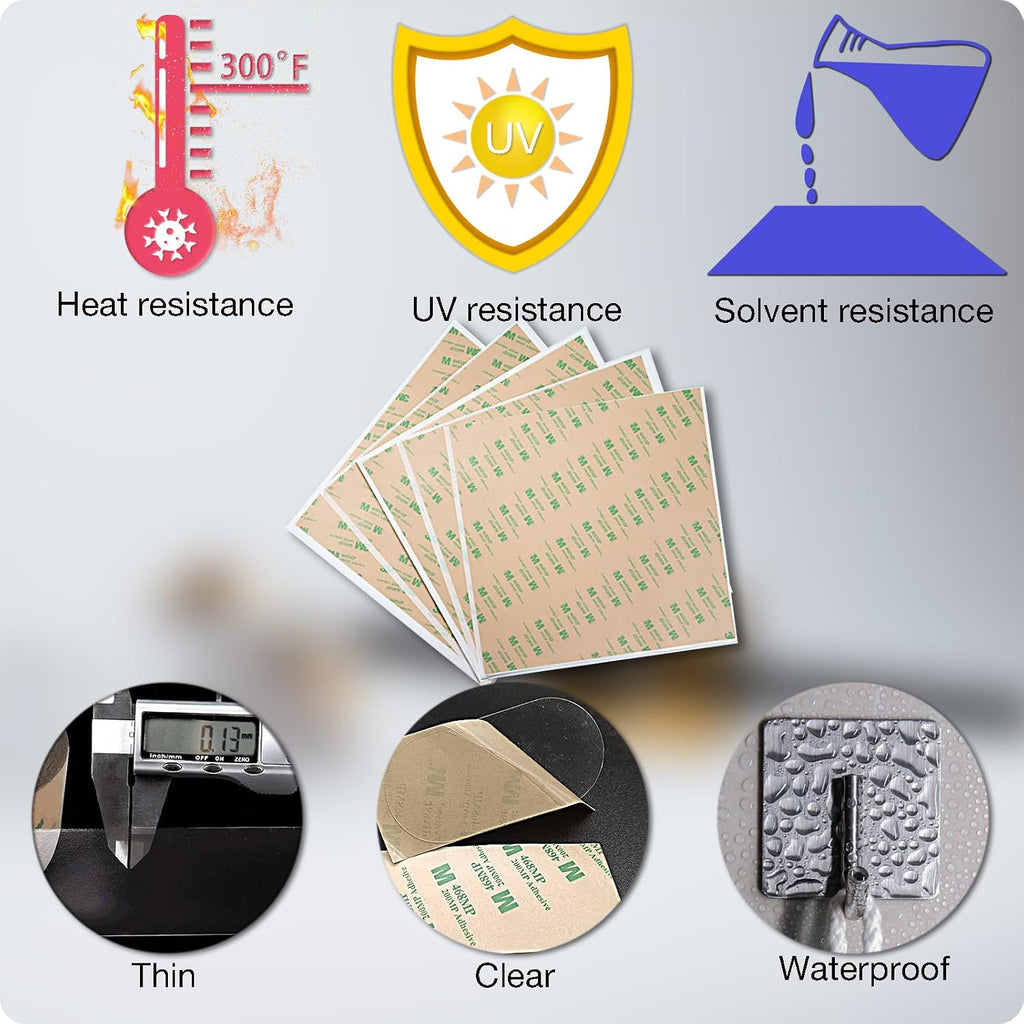 Heat Resistant Double Sided Tape,468MP Double Sided Adhesive Transfer Tape Sheets 8.66x8.66 Inch,Clear Thin