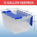 66486 12 Gallon Plastic Stackable Storage KeepBox Tote Container with Attached Hinged Lid, 21-1/2-Inch x 15-Inch x