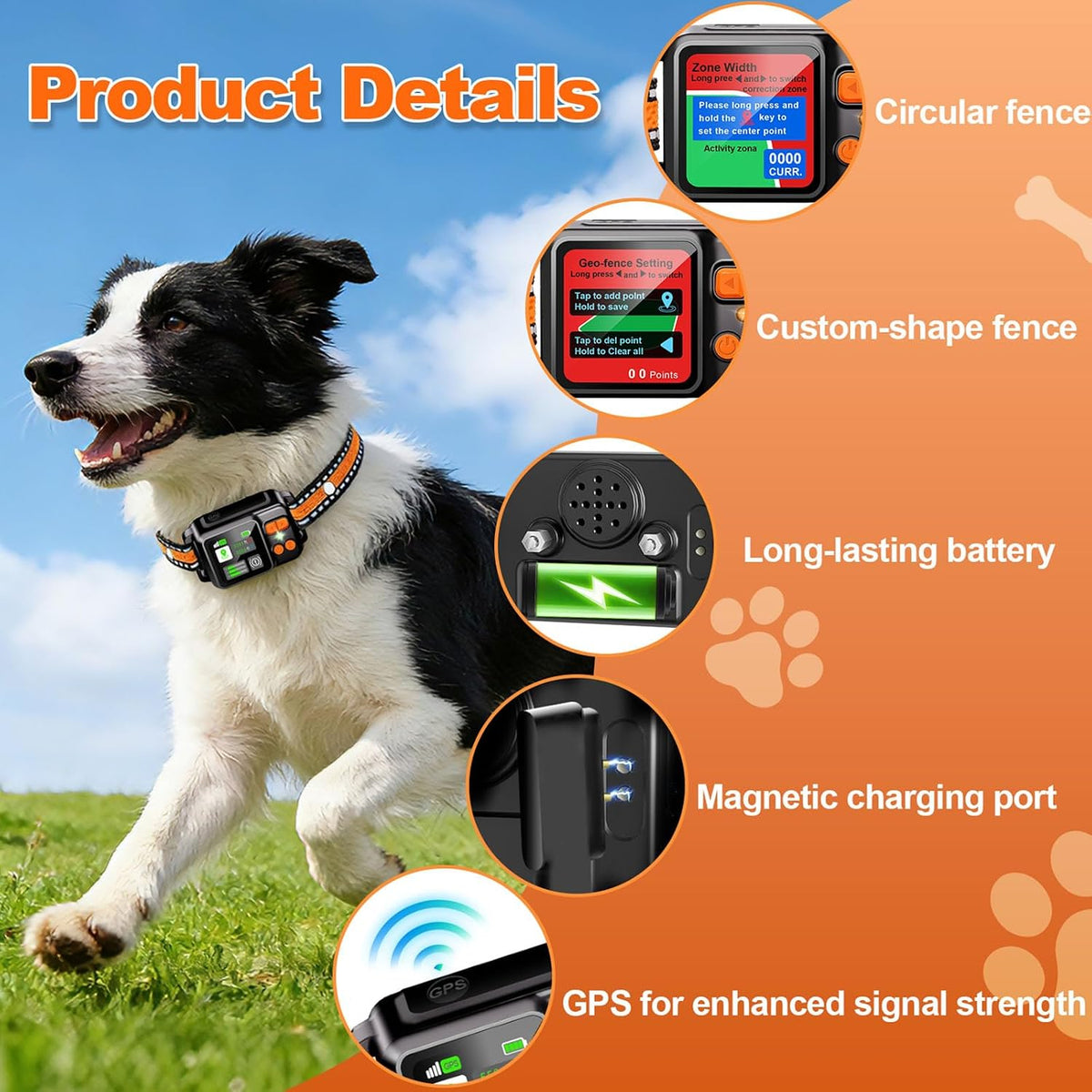 GPS Wireless Dog Fence System Collar 2 Modes 1 Pack No Monthly Fee for Dogs