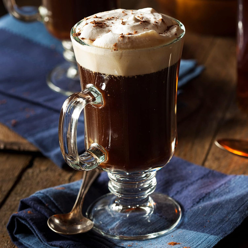12 Pcs Irish Coffee Mugs 8.5 oz Clear Glass with Handle for Parties