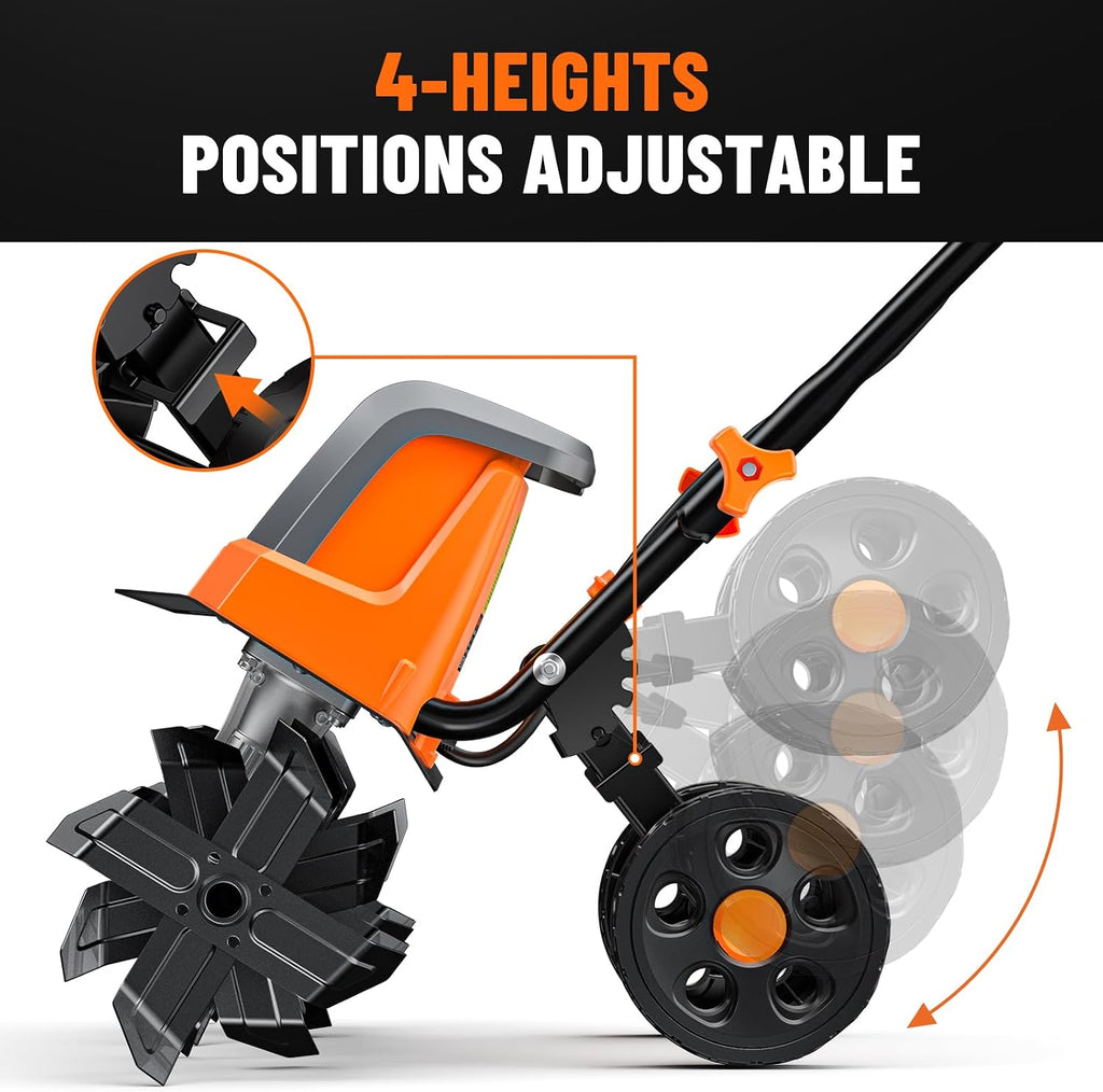 18-Inch Electric Garden Tiller & Cultivator, 15-Amp Corded Rototiller with Up to 9-Inch Tilling Depth, Foldable