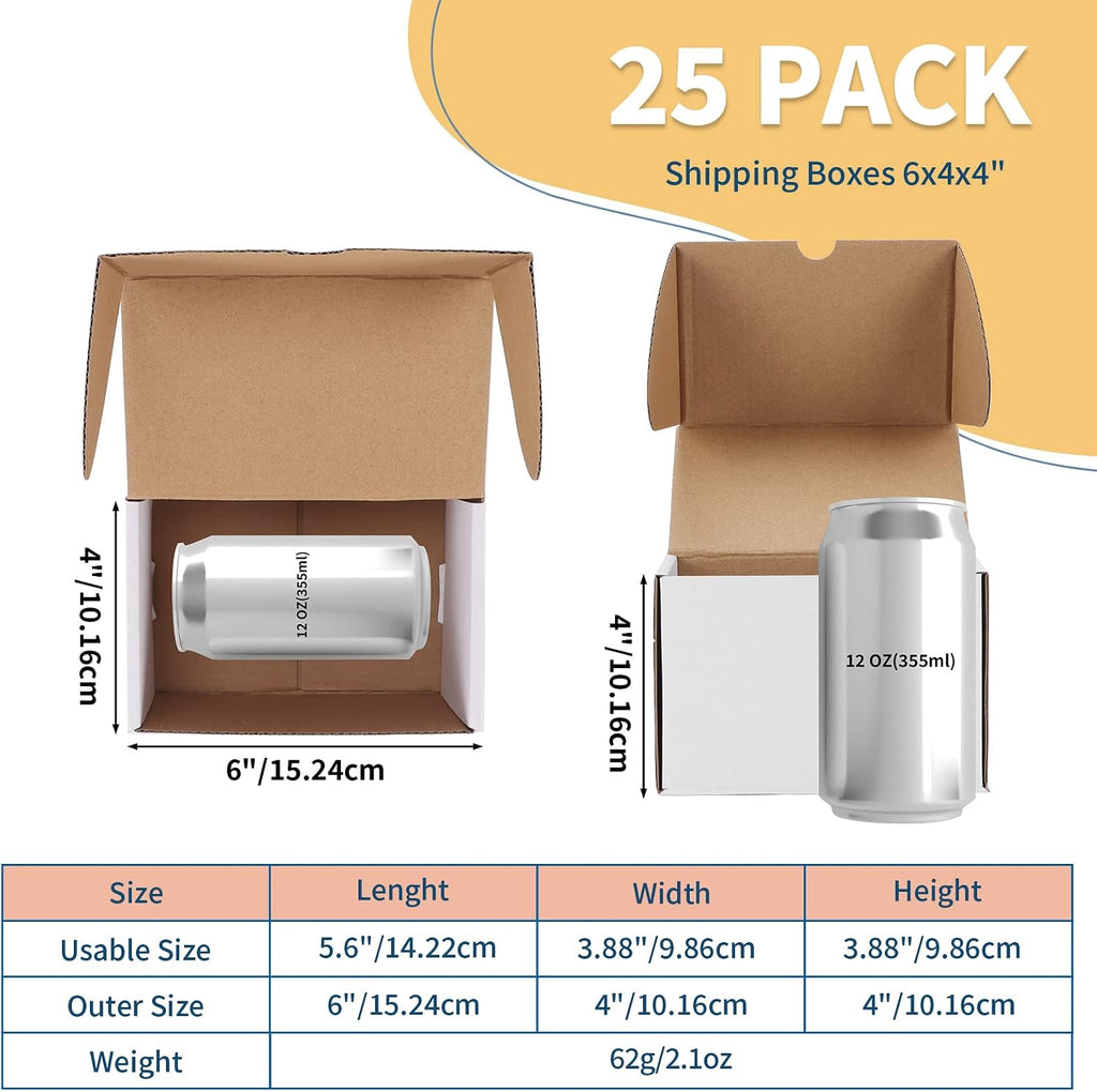 6x4x4 White Shipping Boxes Set of 25, Corrugated Cardboard Mailer Boxes for Packaging Small Business Mailing Gifts