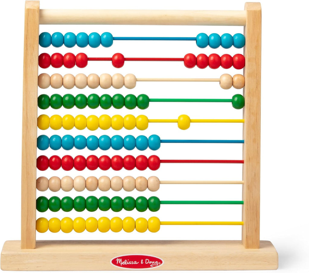 Melissa & Doug Abacus Classic Wooden Toy with 100 Beads - Preschool Learning Activities and Math Games for Kids