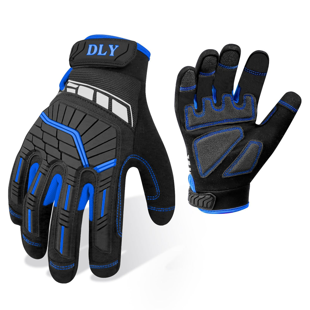 Work Gloves for Men, TPR Impact Protection, Mechanic Gloves,BLue,M