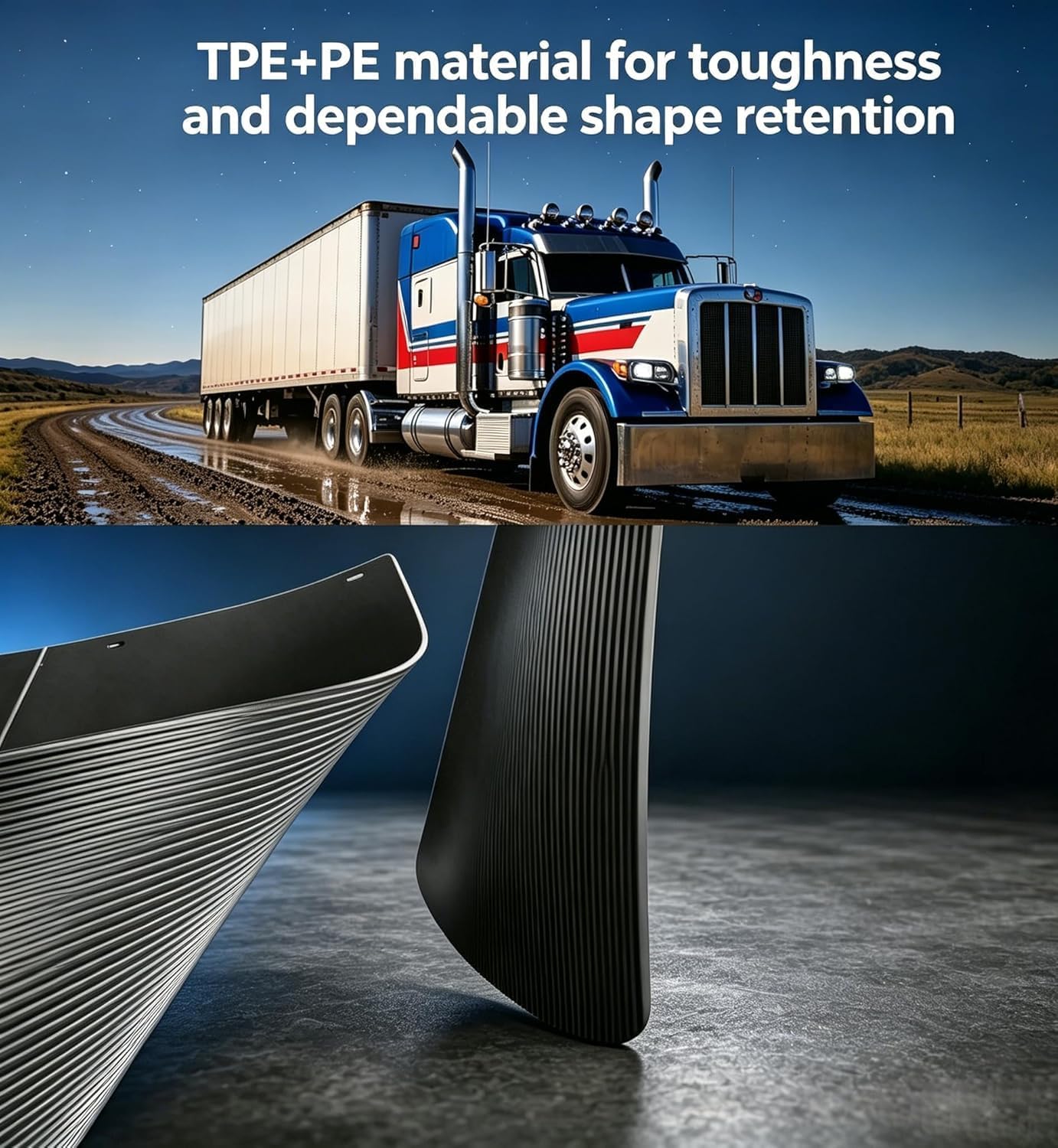 24" x 24" Mud Flaps for Semi Trucks 1/5" Thick Mud Flaps Universal Mudflaps Semi Trailer 2 Pack