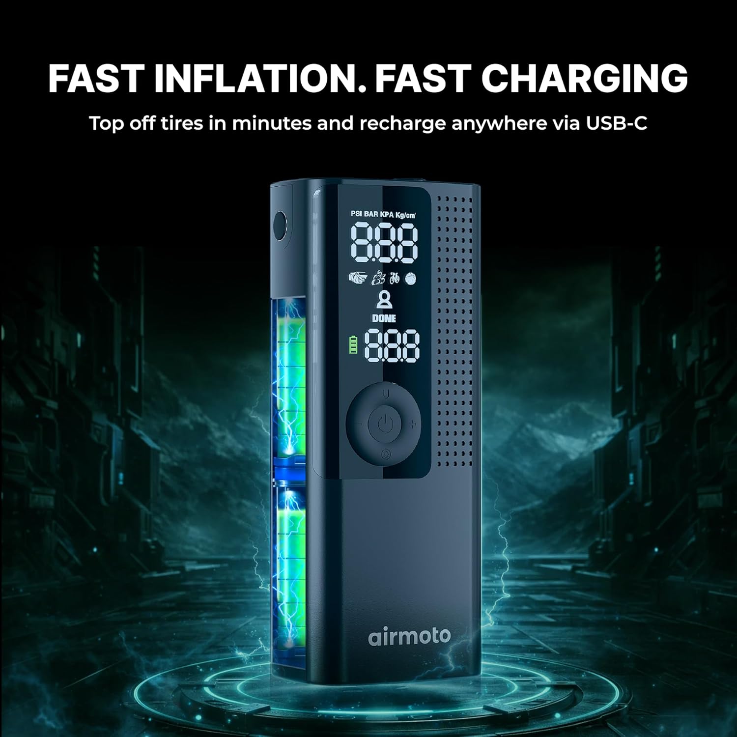 Tire Inflator Portable Air Compressor for Cars, Bikes and Bicycles | Cordless Air Pump With Digital Pressure Gauge