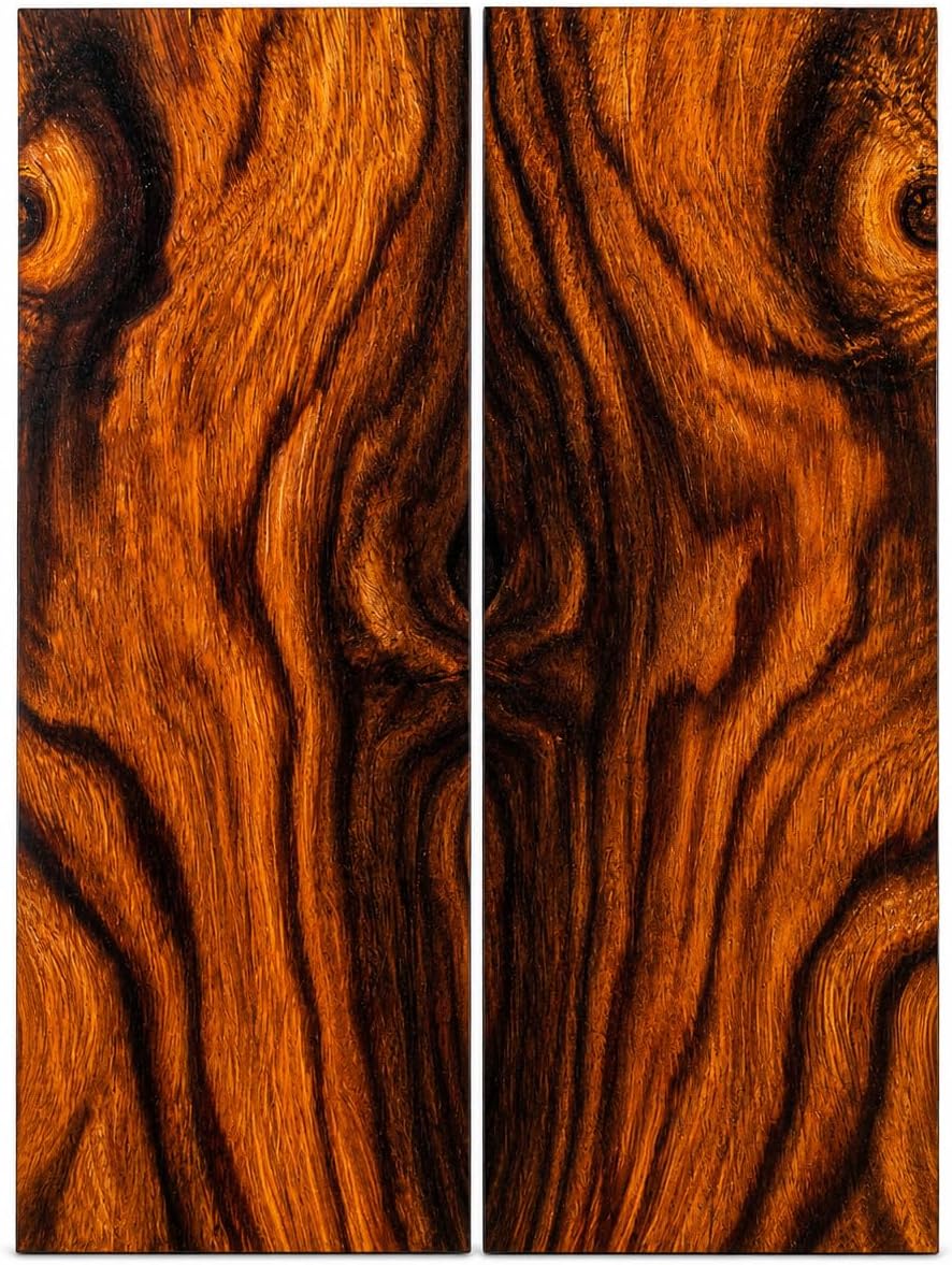 Bookmatched Iron Wood Knife Handle Scales – 1 Pair – Stabilized Exotic Hardwood Knife Handle Material for Knife