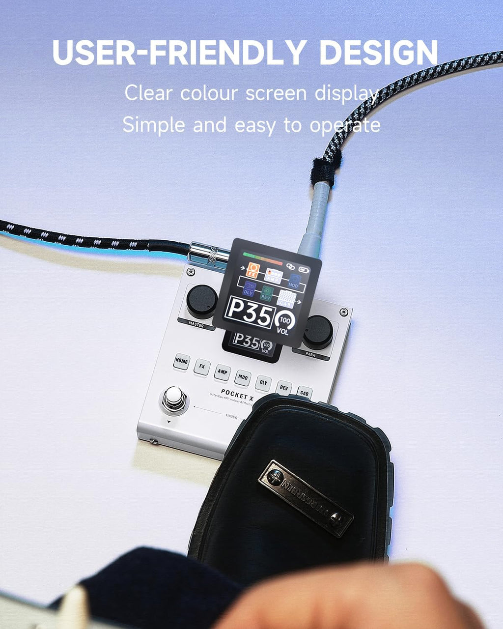 Pocket-X Multi Effects Guitar Pedal Guitar/Bass AMP Modeler Multi Effects Processor Portable Rechargeable Guitar