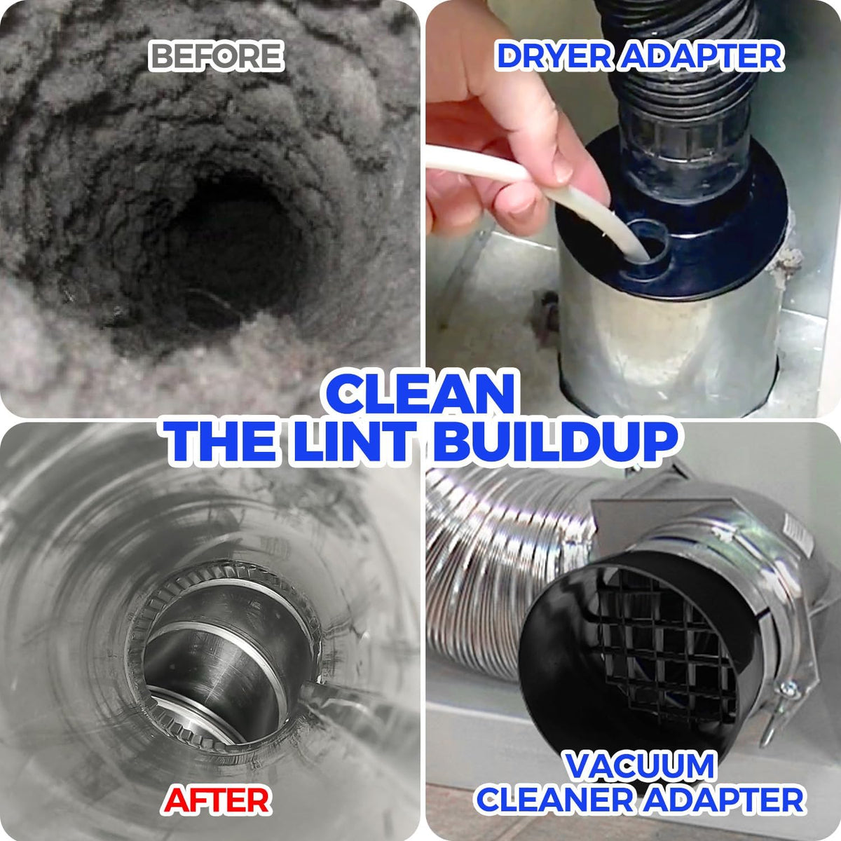 30FT Dryer Vent Cleaner Kit 15Pcs - Lint Remover Brush Vacuum Tools