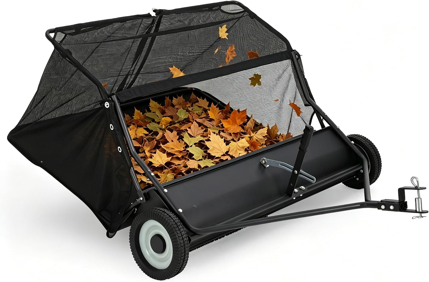 48" Lawn Sweeper Tow Behind, Heavy Duty Leaf Collector with 25 Cu.ft Capacity Hopper Bag, Leaf & Grass Catcher with