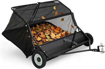 48" Lawn Sweeper Tow Behind, Heavy Duty Leaf Collector with 25 Cu.ft Capacity Hopper Bag, Leaf & Grass Catcher with