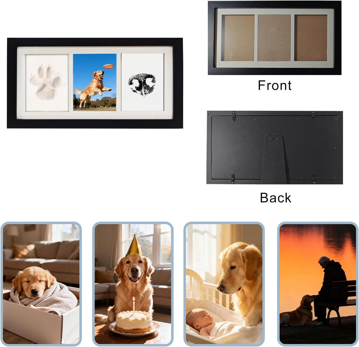 Paw Print Impression Kit for Dogs and Cats, 2 Clay, Large Ink Pad, Pet Memorial Keepsake, DIY Memorial Gift for Pet