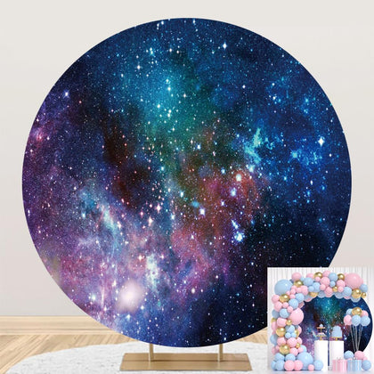 6.5x6.5ft Polyester Abstract Nebula Arch Round Backdrop Milky Way Night Sky Galaxy Background Universe Outer Space