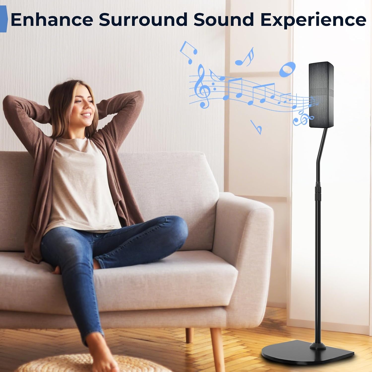 Pack of 1 Height Adjustable Stand for Bose Speaker Stands, with Slideconnect Bracket