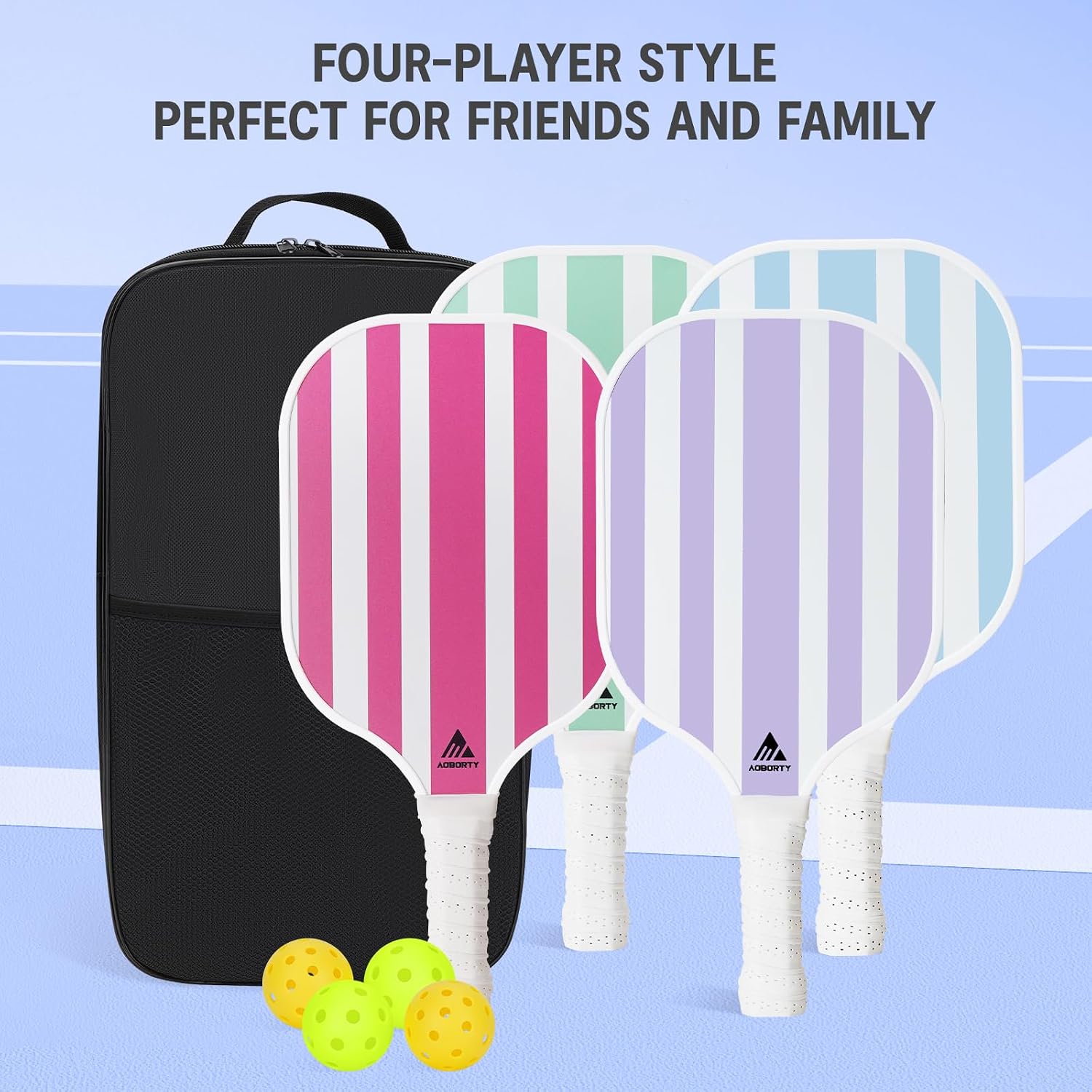 Pickleball Paddles 4 Pack - USAPA Light Graphite Premium Rackets Fiber Face & Polymer Honeycomb Core Pickleball Set