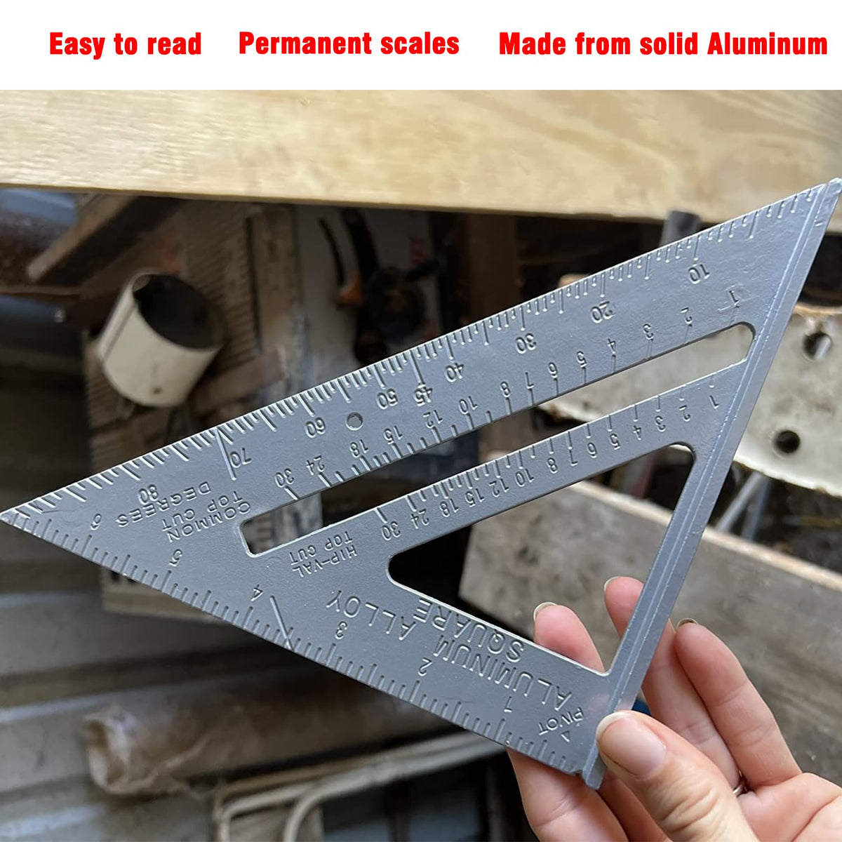 Aluminum Rafter Square Set – 7 Inch & 12 Inch Precision Carpenter Square with Double-Sided -Engraved Scales, Multi-Function Woodworking Tool for Roofing, Framing, Angle Marking & Layout