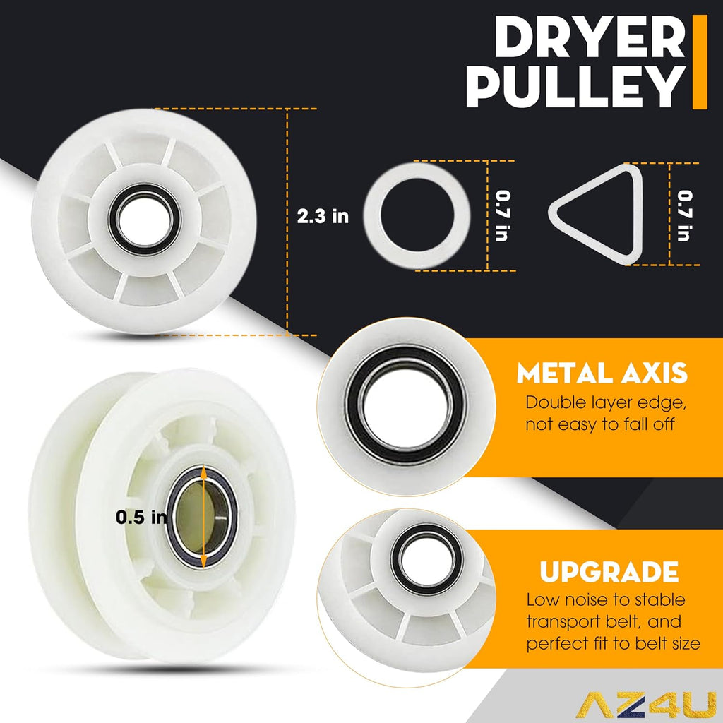 Dryer Drum Belt Idler Pulley and Pulley Kit For Maytag Whirlpool MEDE500VW1