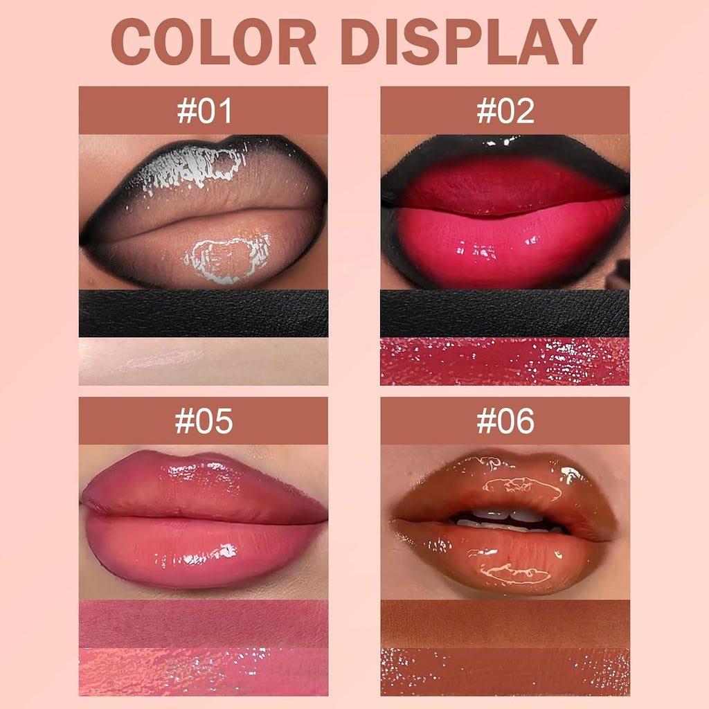 Lip Liner & Gloss Lipstick Combo - 2 in 1 Dual-Ended Lip Combo Set, Nude Brown Velvet Matte Lip Liner & Buildable