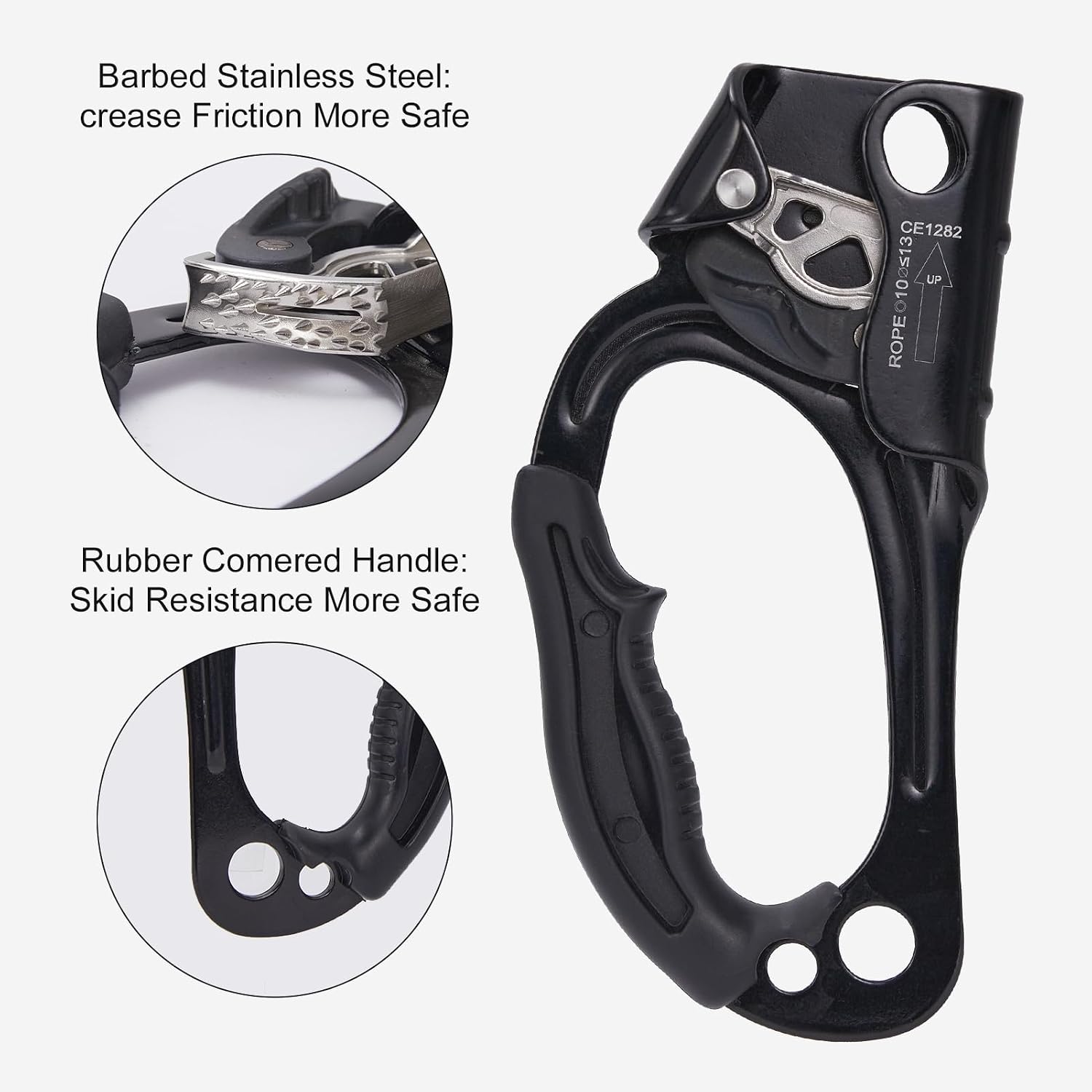 Hand Ascender, Rock Climbing Tree Arborist Rappelling Gear Equipment Rope Clamp for 10~13MM Rope