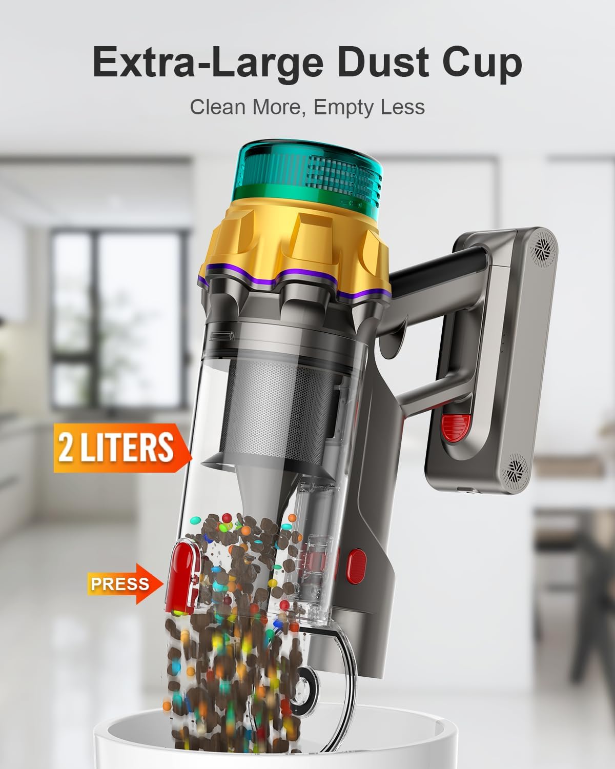 Cordless Vacuum Cleaner, 55KPA 650W 70Mins Extra-Large Dust Cup Cordless Stick Vacuum, Rechargeable Vacuum Cleaner