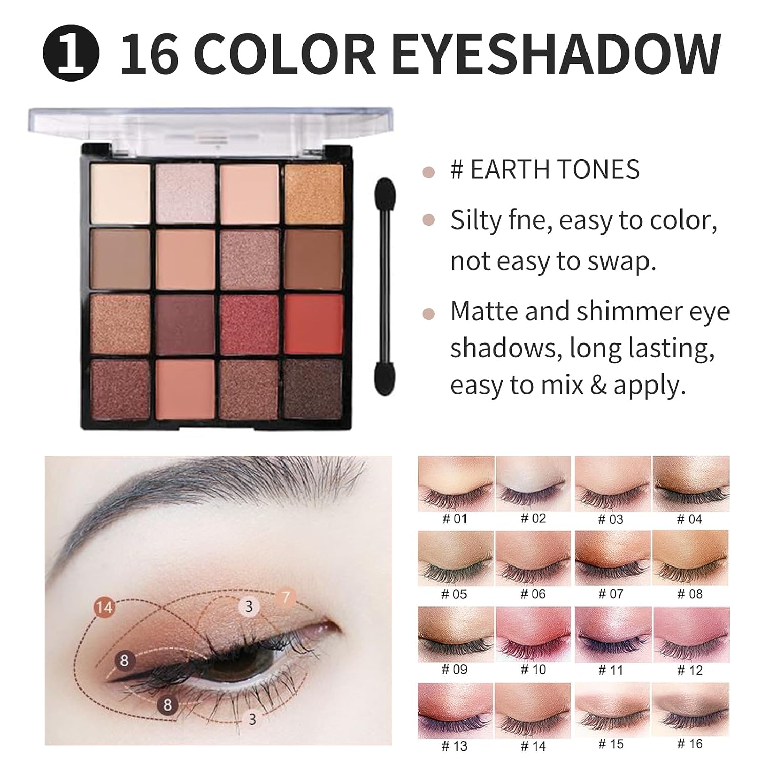 All in One Makeup Kit For Girls - 16 Colors Naked Eyeshadow Palette, 3Pcs Makeup Brushes, Waterproof Eyeliner Pencil