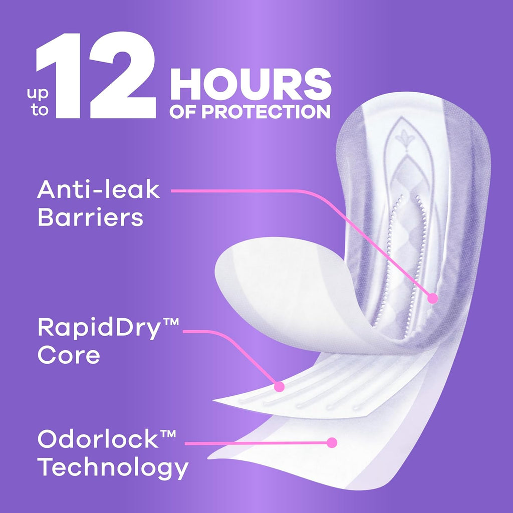 Adult Incontinence Pads for Women, Drier, 4 Drop Regular Length, Moderate Absorbency, Pads for Bladder Control