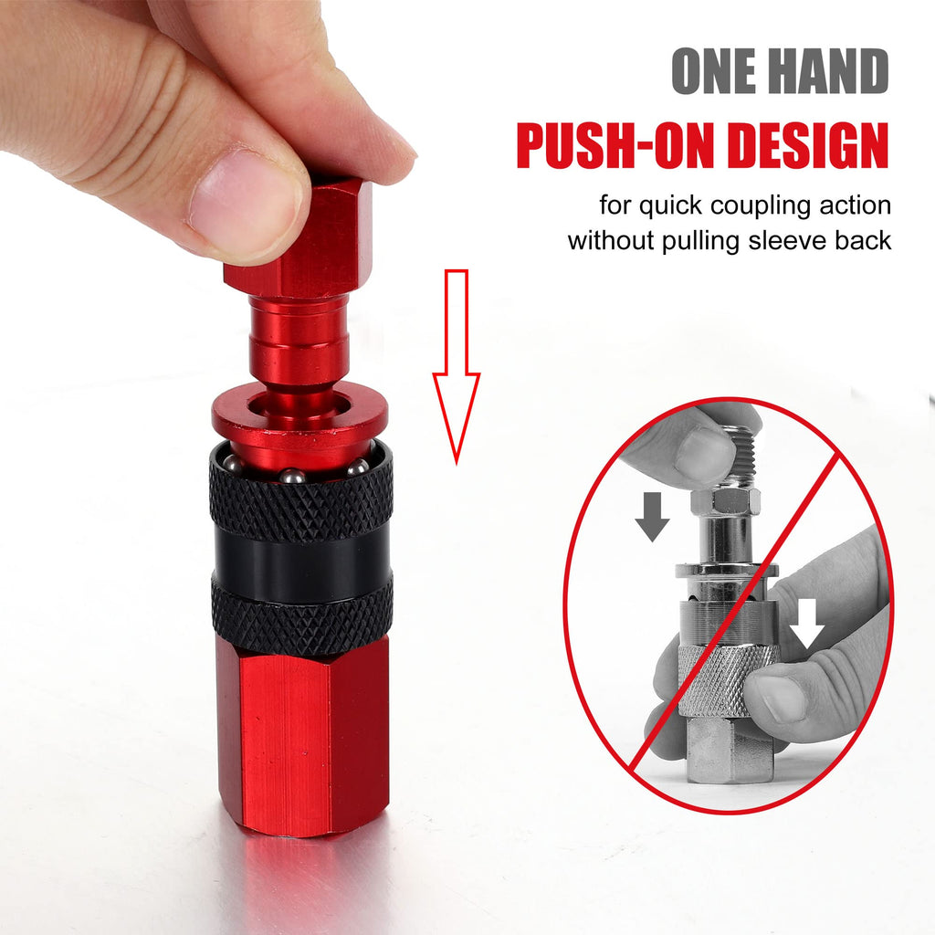 FYPower Aluminum Air Fittings, 1/4" NPT, 15 Pieces, Red