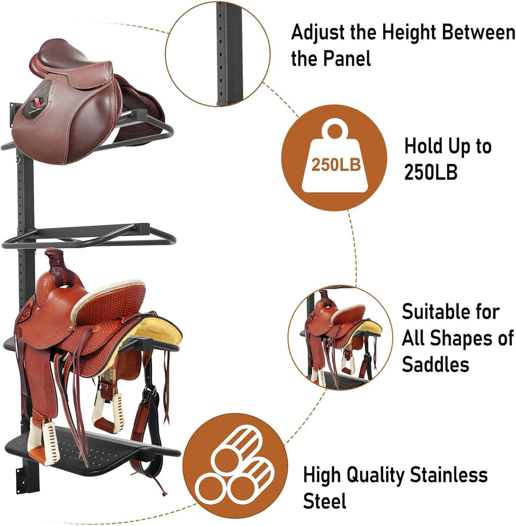 4 Tier Saddle Rack Wall Mount, Metel Saddle Stand