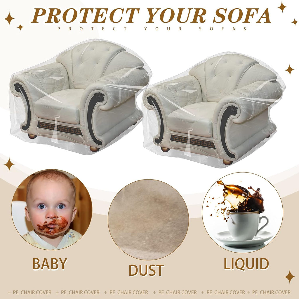 6 Pcs Plastic Chair Covers Plastic Furniture Cover Indoor Outdoor Waterproof Clear Armchair Cover Dust Proof Armchair