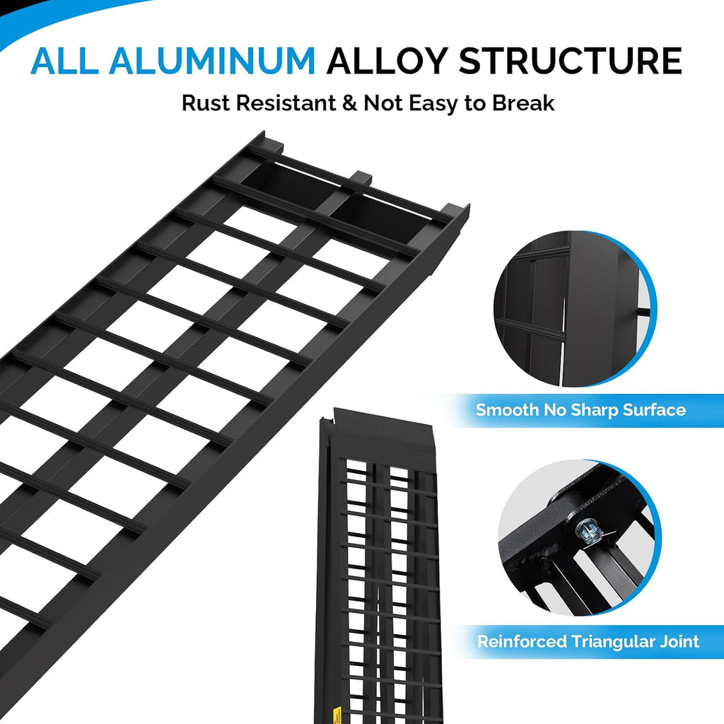 10ft Aluminum Truck Ramps 1200lbs Capacity,2pcs Folding Loading ATV Ramps for Pickup Trucks Bed, Trailer Ramp with