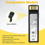 for Zebra DS3678 Scanner Battery Replacement Barcode Scanner 3150mAh