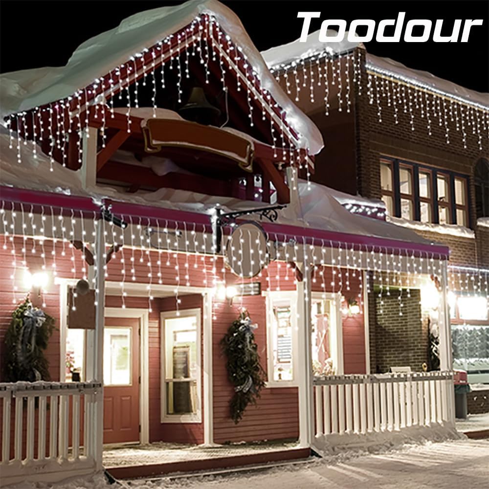 Christmas Icicle Lights Outdoor, 360 LED 29.5ft 8 Modes Fairy Icicle String Light with 60 Drops, Led Christmas Lights