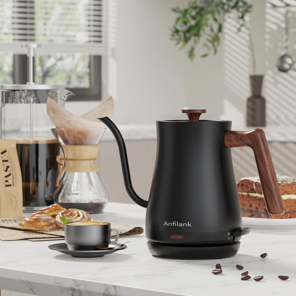 Gooseneck Electric Kettle with Thermometer, 0.8L Small Electric Tea Kettle, 1200W Fast Heat, Precision Pour for