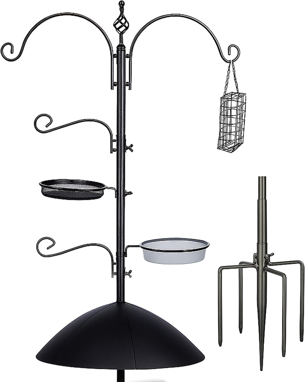 Backyard Expressions 90" Bird Feeding Station for Outdoors, Heavy Duty Bird Feeder Pole with Squirrel Baffle