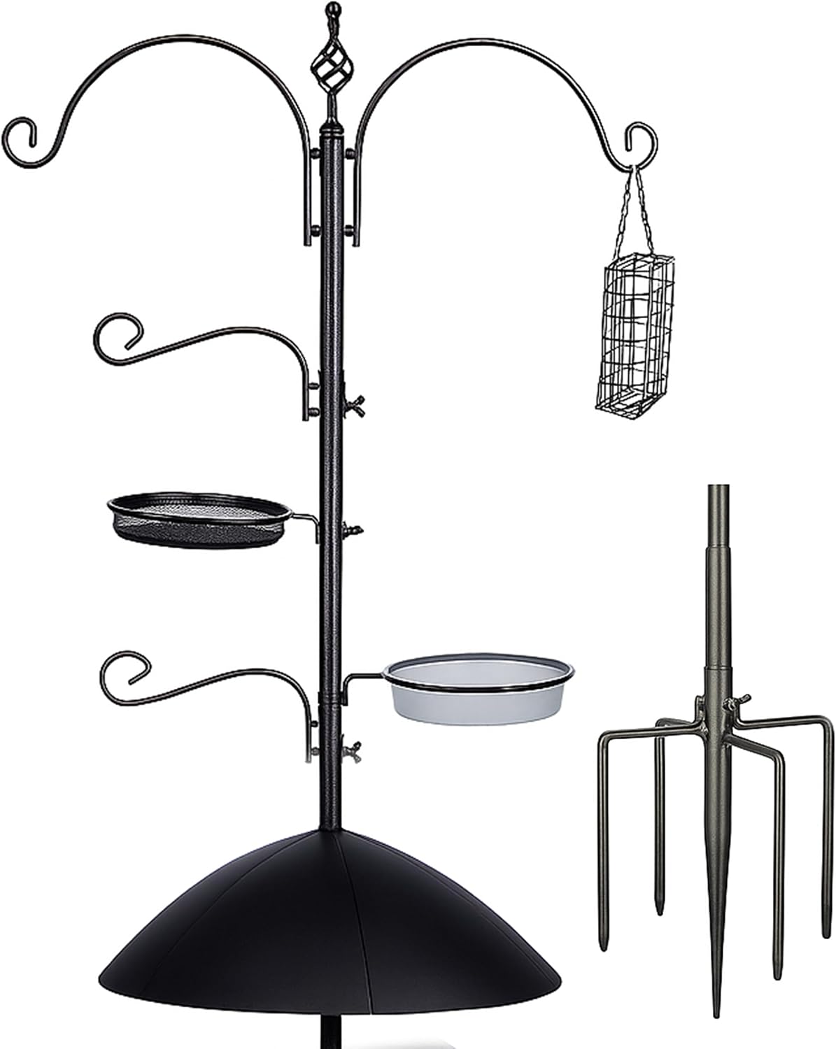 Backyard Expressions 90" Bird Feeding Station for Outdoors, Heavy Duty Bird Feeder Pole with Squirrel Baffle