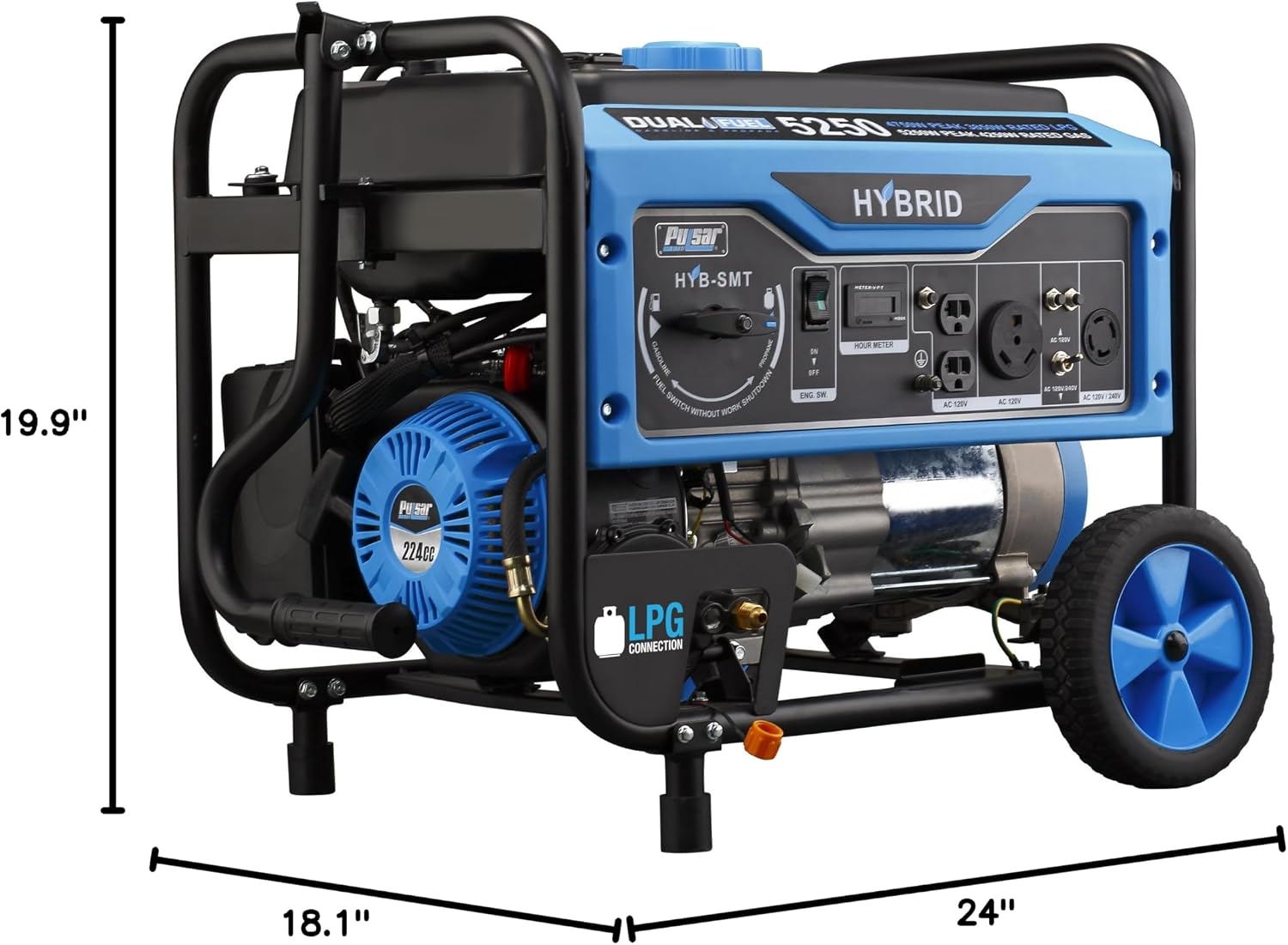 5,250W Dual Fuel Portable Generator with Switch and Go Technology, PG5250B