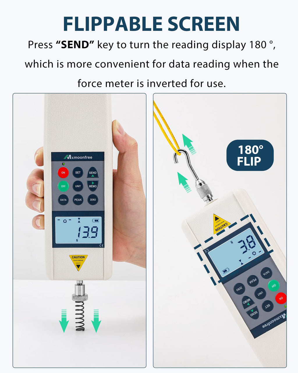 MXMOONFREE 500N Digital Push Pull Force Gauge with USB Data Output