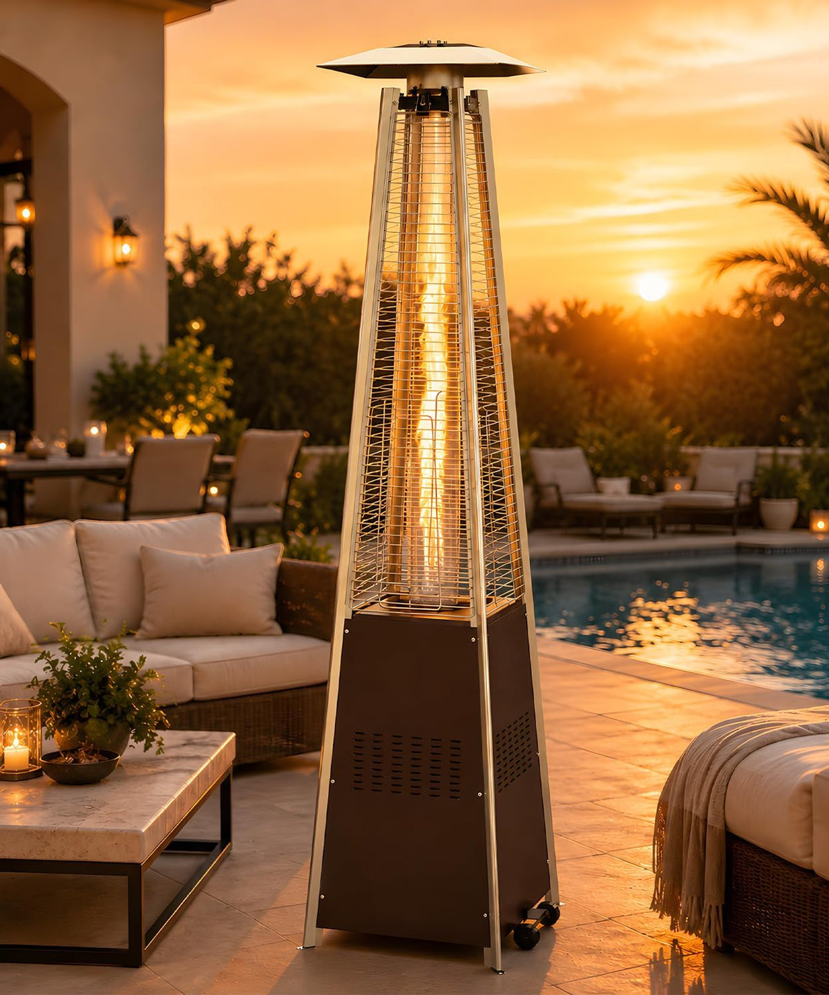 Patio Heater 48,000 BTU Outdoor Propane Heater with Wheels