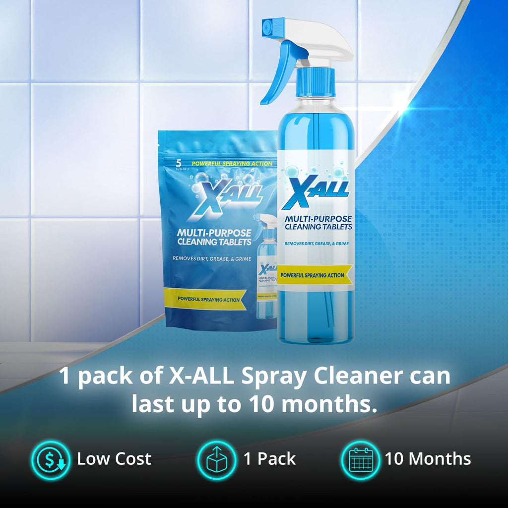 Multi-Purpose Cleaner - Spray Bottle and 5x Cleaning Tablets - Cleaner for Oven, Kitchen & Floor surfaces, and