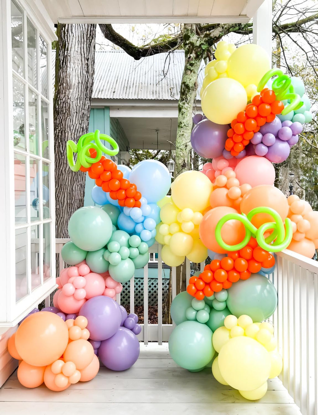 Pastel Rainbow Balloons Arch Garland Kit, Macaron Assorted Color Balloon Arch Kit,18/12/5 In Pastel Spring Balloon