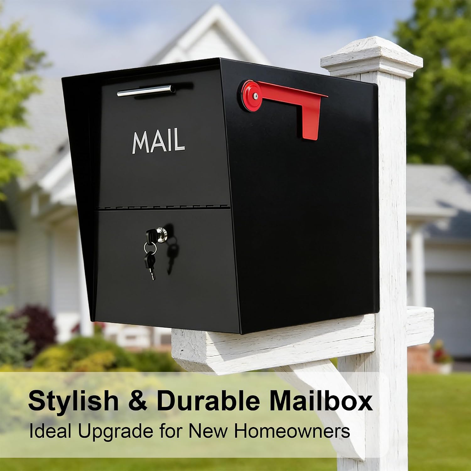 XL Post-Mount Mailbox, Weather Resistant, Large Outdoor Mailboxes, Galvanized Steel Heavy Duty Mailbox, Easy to